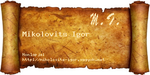 Mikolovits Igor névjegykártya